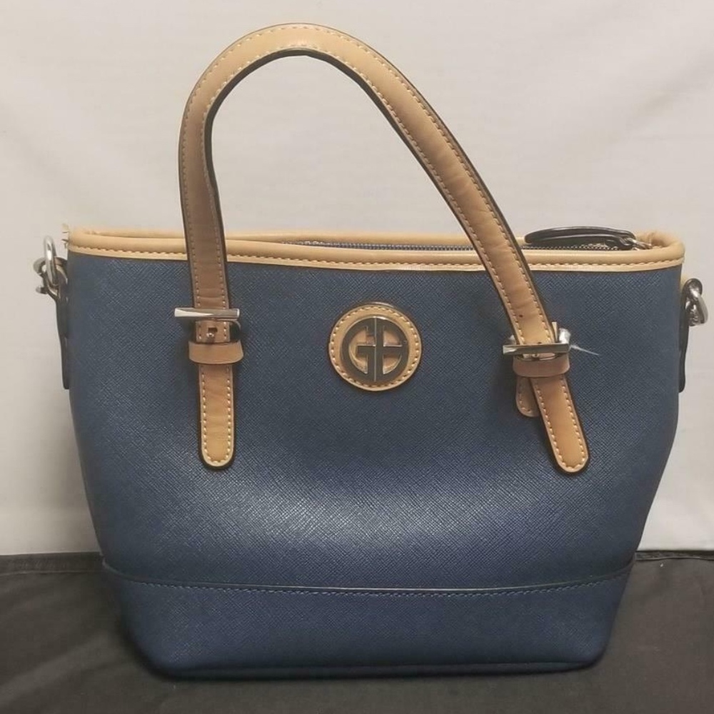 GIANI BERNINI Blue Satchel PURSE MINI CONVERTIBLE